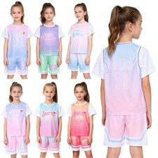 Kids Girls Sports Set Activities Outfit Letter Printed Activewear Holidays Gym