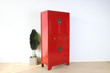 Chinesische Kommode Hochzeitschrank rot Massivholz #M-HOC-A31R
