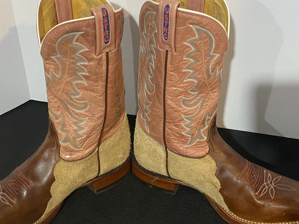 Tony Lama Botas 10 B Rosa Mujer USTRC Cuerda Punta Cuadrada Bota Occidental Foto 3 de 4