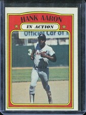 1972   Topps   Baseball    # 300   Hank Aaron  In Action   (EX)   Excellent
