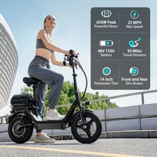 500w Adult Electric Scooter with Trunk Top Speed Sport Folding Escooter Seat New