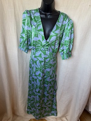 Green/lilac Long Shirt Design Dress Size 20 By Dunnes (3308)