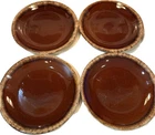 Hull Pottery Brown Drip MCM Oven Proof Dinner Plates 10.5" USA Vintage Set of 4