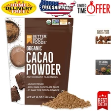 Pure Organic Cacao Powder 16 oz – Versatile Superfood for Baking & Smoothies