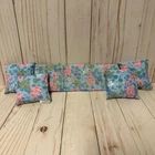 Vintage Barbie House Chair Cushion & Pillows Set Blue Flowers 1987