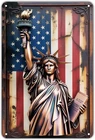 Statue of Liberty Vintage American Flag Tin Metal Signs Home Décor 8x12