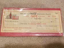VINTAGE Piqua Ohio Coca Cola Company Check 1949