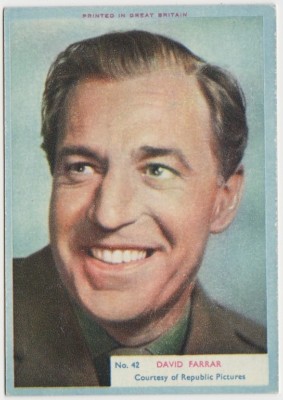 David Farrar 1956 A&BC Film Stars Trading Card #42 E4