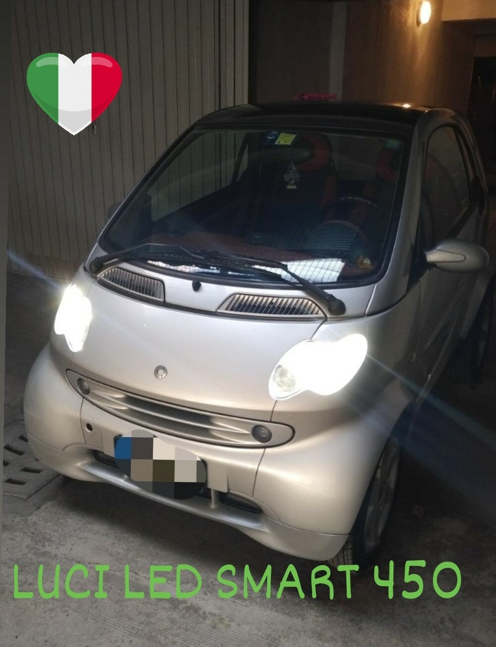 KIT COMPLETO PER SMART FORTWO 450 ANABBAGLIANTI LUCI POSIZIONE + TARGA  INTERNO