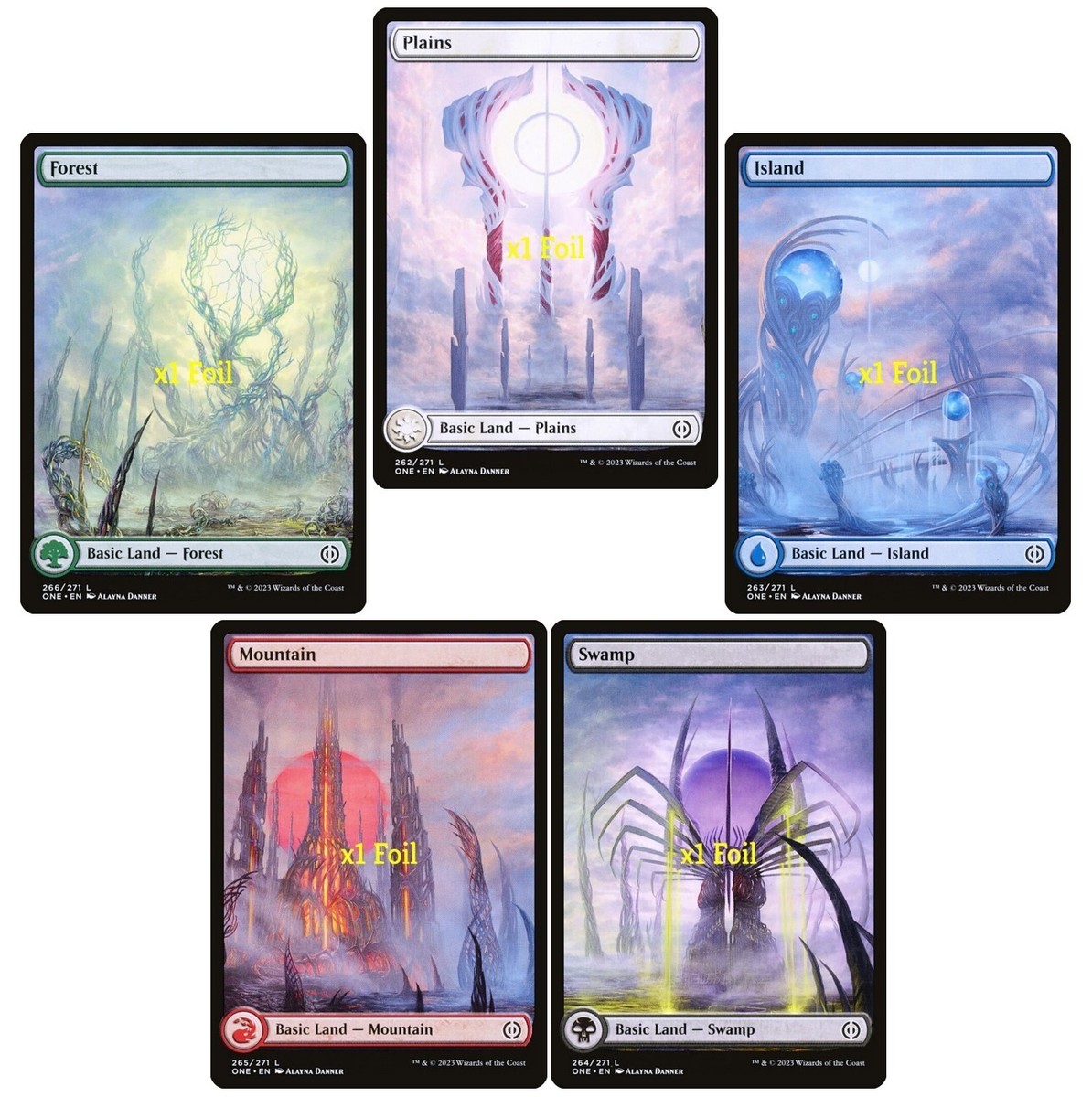 MTG Foil Full Art Phyrexia: All Will Be One ONE Basic Lands