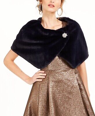 Faux Fur Shrug Jacket Navy 