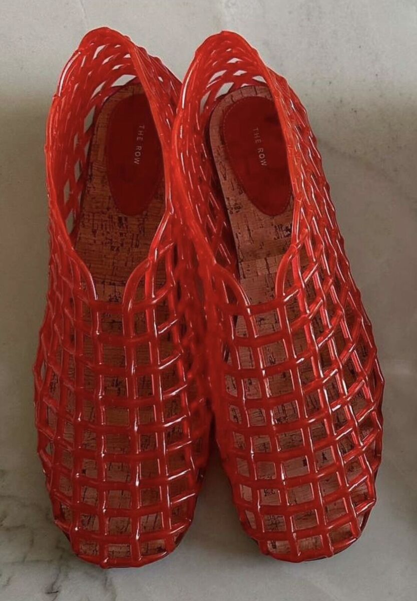 BNIB THE ROW Mara Fishnet PVC Ballet Flats Red Mesh BNIB THE ROW Mara Fishnet PVC Ballet Flats Red Mesh
