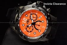 Invicta Mens Speedway RACE TRACK 51mm Chrono Orange Dial Black Tone Strap Watch
