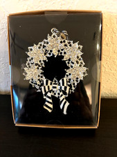 MacKenzie Childs SILENT NIGHT Wreath Ornament Hand Painted Christmas Decor NEW