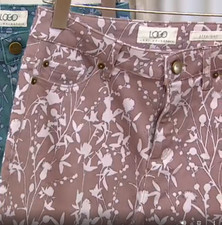 LOGO by Lori Goldstein - Stretch Twill Printed Straight Leg Pants - Taupe - 8