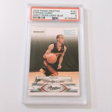 2009 Panini Prestige Draft Picks Light Blue 991 /999 #157 Stephen Curry PSA 9