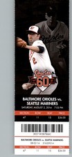Mariners vs Baltimore Orioles 8/3/2014 Ticket - J.J. Hardy / Cal Ripken .