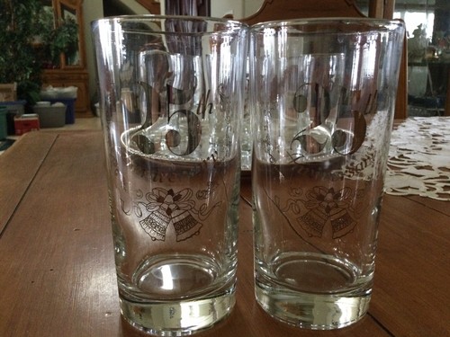 25th Anniversary Silver Trimmed 5 1/2" Sets of 2 - Weighted Highball Glasses - Picture 6 of 6