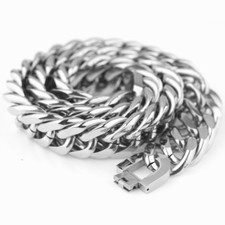 7-40"23mm Huge Heavy Silver 316L Stainless Steel Curb Cuban Chain Men's Necklace