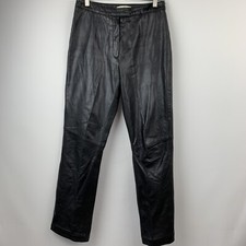 Vintage High Waist Black Leather Pants Motorcycle Amanda Smith Size 8 6 