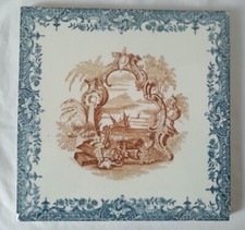 FRENCH LONGWY ANTIQUE 8 INCH ANTIQUE TILE FRENCH LONGWY ANTIQUE 8 INCH ANTIQUE TILE - Image 1