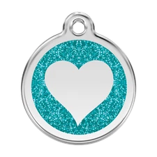 Dog Cat Pet - Red Dingo - Dog ID Tag Charm - Lifetime Guarantee - Glitter Heart