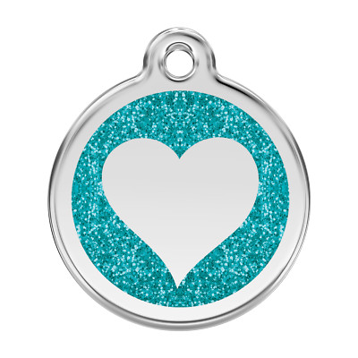 Dog Cat Pet - Red Dingo - Dog ID Tag Charm - Lifetime Guarantee - Glitter Heart