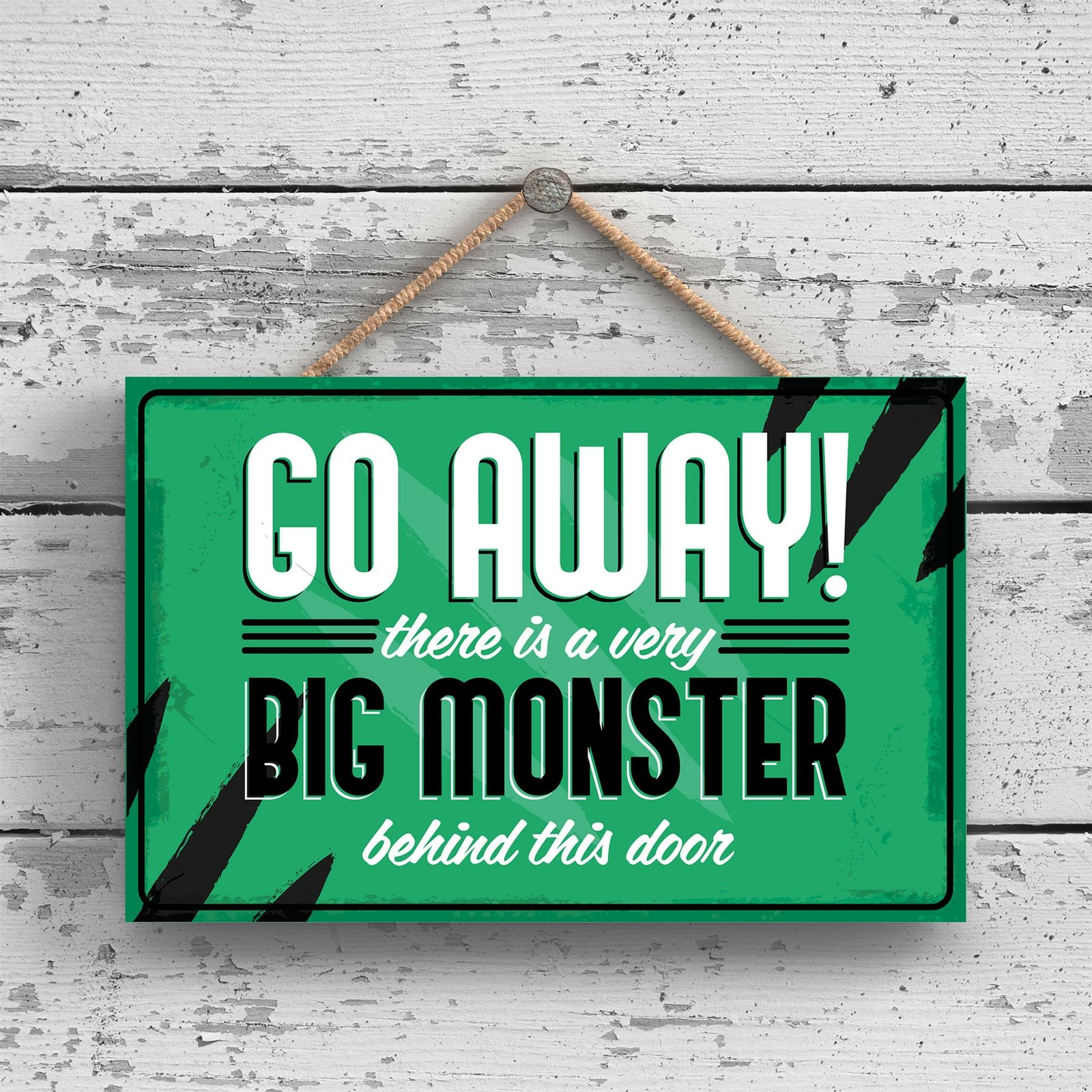DO NOT DISTURB MONSTER FUNNY HANGING HANGER WOODEN PLAQUE