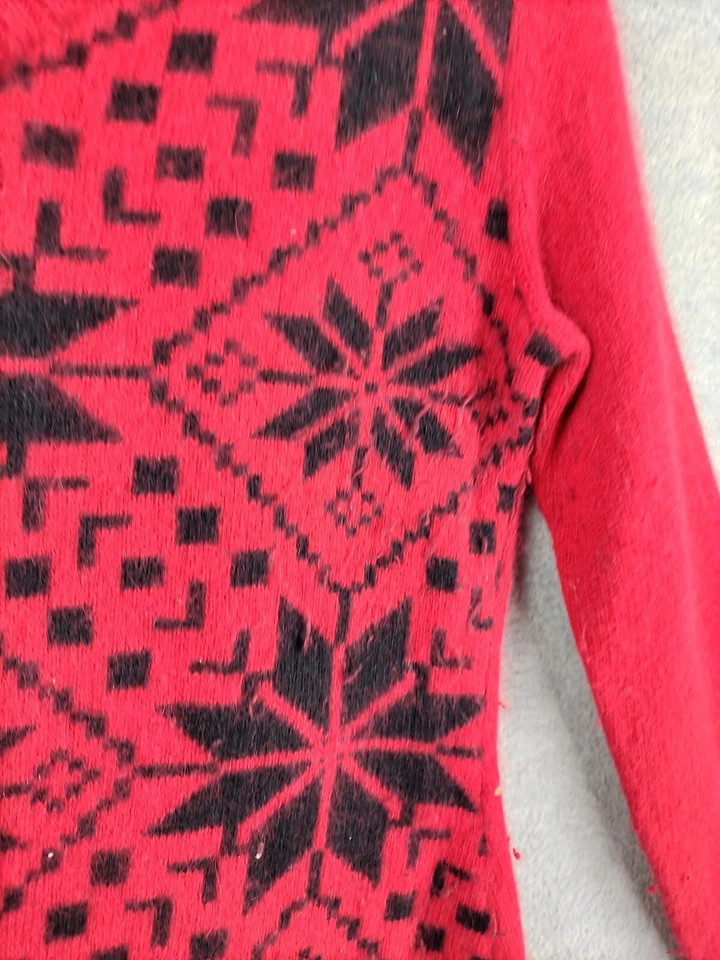 Suéter Covington Mujer Pequeño Rojo Copo de Nieve Angora Lana de Cordero Vacaciones Acogedor Foto 4 de 4