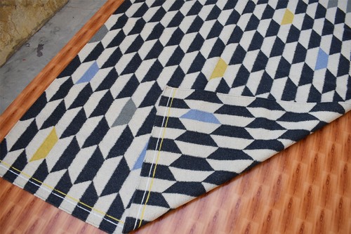Traditional Rug Grey Rug Kilim Hand Wool Area Rug 5x7 Geometric Hand Woven - Picture 6 of 6