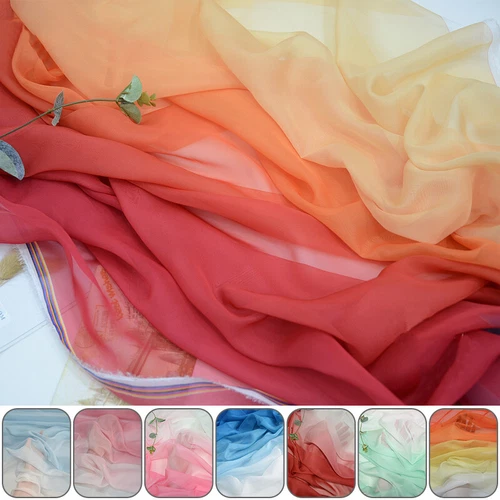 NEW 100*145cm Ombre Chiffon Fabric Gradual Wedding Stage Dancing Material US