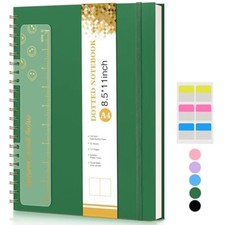 Notebook, Spiral Notebook Journal 8.5 x 11 , A4 Large Dot Grid Dotted Green