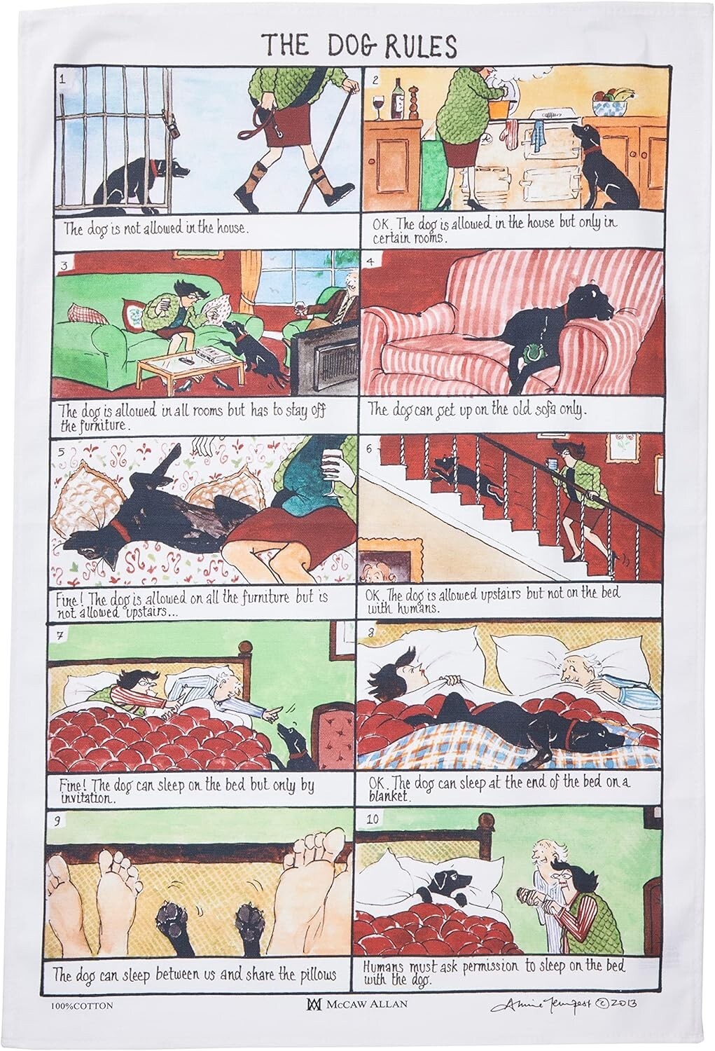 Samuel Lamont The Dog Rules Cotton Tea Towel