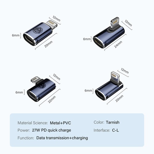 Adaptateur de charge rapide synchronisation de données pour iPad iPhone mâle vers USB Type C femelle PD 27W - Photo 9 sur 14