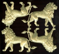 GERMAN DIE CUT DRESDEN GOLD FOIL PAPER LIONS VICTORIAN CRAFTS
