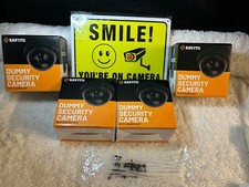 Lot of 4 Dummy Security Camera Cameras w/ flashing light  Signs NEW