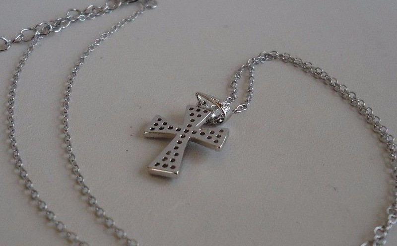 925 Sterling Silver Cross Pendant Necklace 1.25x18
