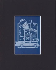 8X10" Matted Art Print DC Comic Book Batman: Moon, Batman, Blue, Gray