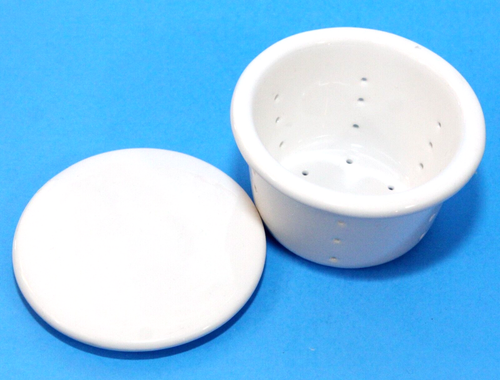 Infusore tazza tè vintage con coperchio per tazza tazza ceramica bianca 3" per bustine tè o tè - Foto 1 di 4