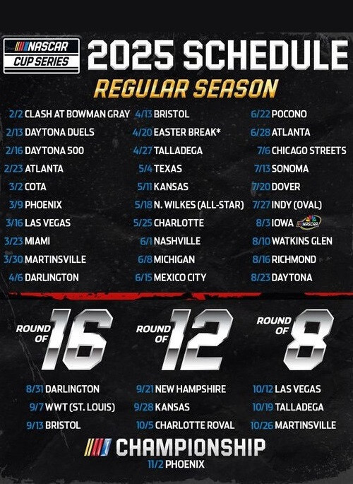 Racing gear for Bowman Gray schedule 2025 season