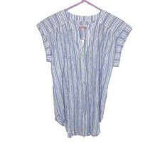 LOFT lightweight striped top gauzy material blue white size XS New with tags i