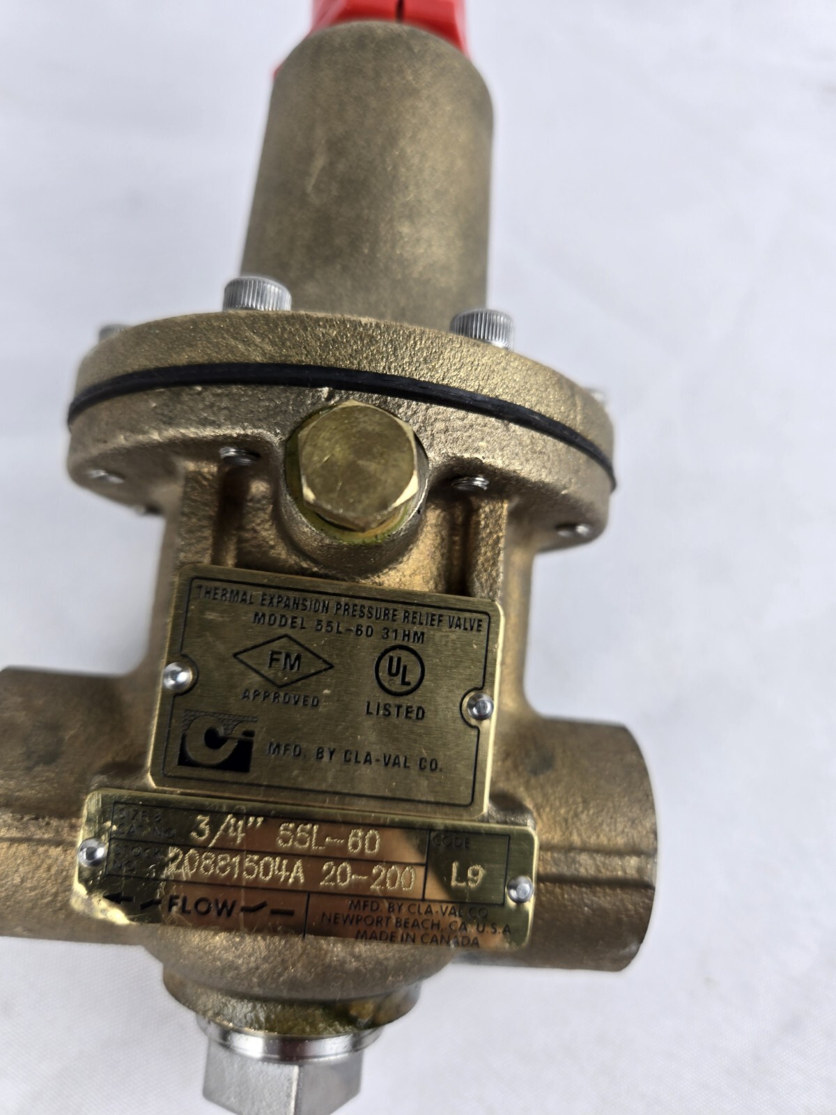 CLAVAL 55L60 Thermal Expansion Rel Valve 3/4" 20200 L9 Part