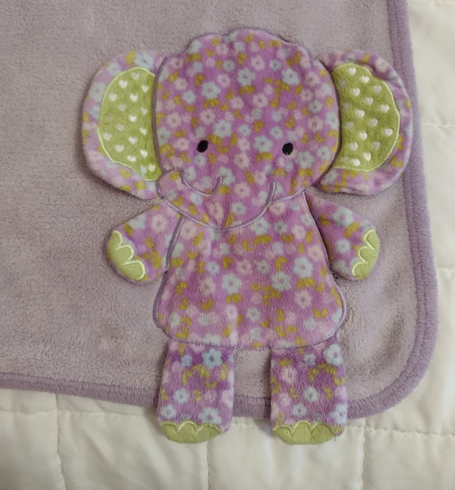 Manta de felpa koala bebé elefante púrpura 3D flojo terciopelo claro corazones verdes Foto 3 de 4