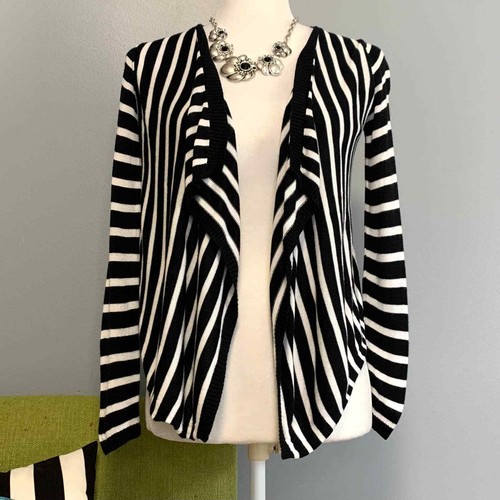 DKNY Black White Striped Cropped 