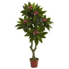 Nearly Natural Green 5394 5ft. Plumeria Tree UV Resistant Indoor/Outdoor 60.5"
