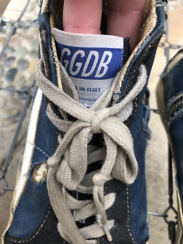 Golden Goose Slide High Top Denim Sneakers Distressed Women's Size 39 US 9 - Picture 3 of 23