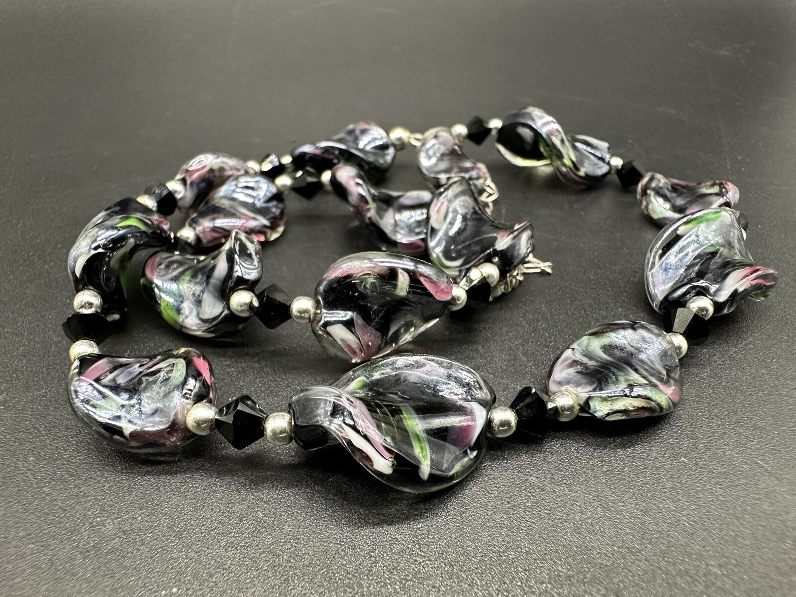 Sterling Silver Beaded Statement 20" Necklace 925 - image 4