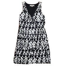 Ann Taylor Loft Dress Size S Small Black White Geometric Pullover Sleeveless