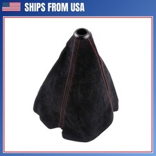 Black Suede Leather Shift Boot Cover Manual Car Gear Shifter Knob Universal