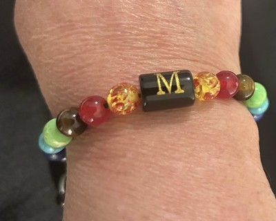 Colorful Beaded Adjustable Chakra Bracelet With The Letter  M 